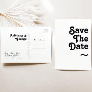 Moderne Retro-Buchstaben Save The Date Einladungspostkarte