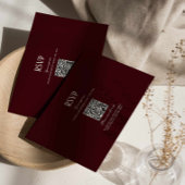Moderne Retro-Burgunder-Hochzeits-QR-Code-RSVP Begleitkarte