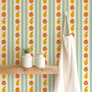 Moderne Retro-Citrus-Streifen Aquamarin Tapete