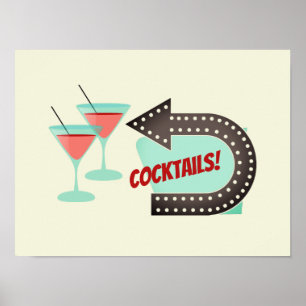Moderne Retro Cocktails Zuhause Bar Poster