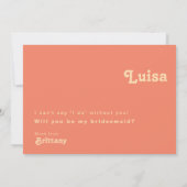 Moderne Retro Coral Foto Bridesmaid Vorschlag Card Einladung (Rückseite)