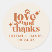 Moderne Retro Cream und Orange Wedding Vielen Dank Runder Aufkleber (Vorderseite)