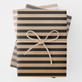 Moderne Retro Creme Black Gray Stripes Kraft Geschenkpapier Set (Beispiel)