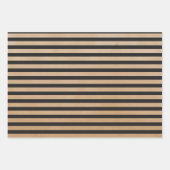Moderne Retro Creme Black Gray Stripes Kraft Geschenkpapier Set (Vorderseite)