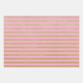 Moderne Retro Creme Hot Pink Stripes Kraft Geschenkpapier Set (Vorderseite 2)