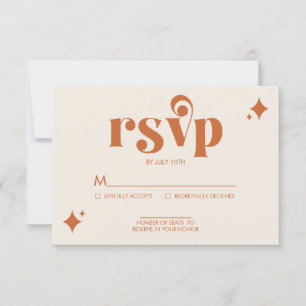 Moderne Retro-Cremé- und Orange-Hochzeits-RSVP-Kar RSVP Karte