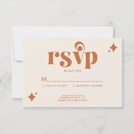 Moderne Retro-Creme und Orange Wedding RSVP-Karte RSVP Karte