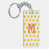 Moderne Retro Daisies in Monogramm Schlüsselanhänger (Vorderseite links)