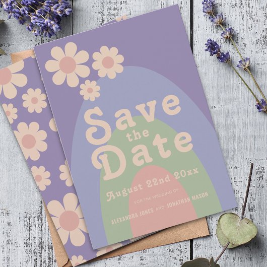 Moderne Retro Daisy Wedding Save The Date