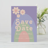 Moderne Retro Daisy Wedding Save The Date (Stehend Vorderseite)