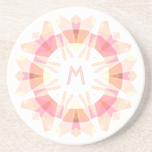 Moderne Retro-Deco-Monogramm Anfangsbuchstabe Rosa Getränkeuntersetzer (Vorne)