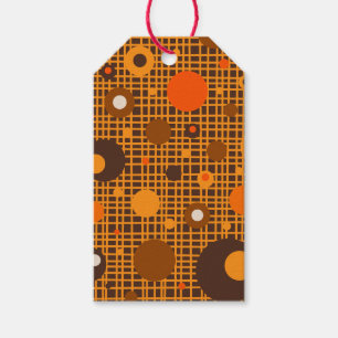 Moderne Retro Dots Muster braun orange Geschenkanhänger