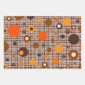 Moderne Retro Dots Muster braun orange Geschenkpapier Set (Vorderseite 2)