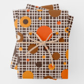 Moderne Retro Dots Muster braun orange Geschenkpapier Set (Beispiel)