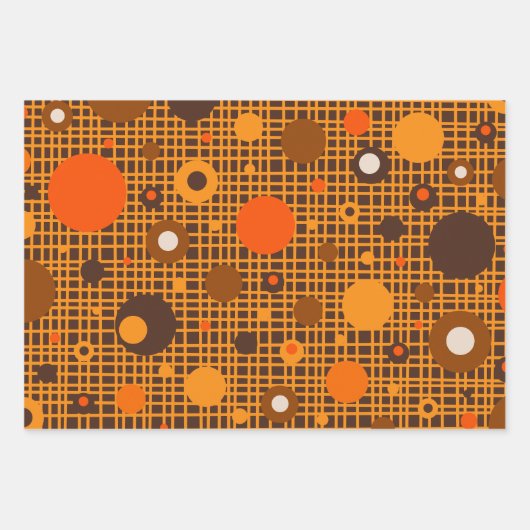 Moderne Retro Dots Muster braun orange Geschenkpapier Set (Vorderseite 2)