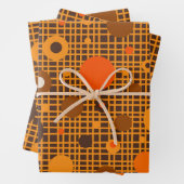 Moderne Retro Dots Muster braun orange Geschenkpapier Set (Beispiel)