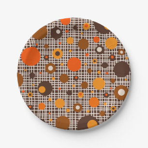 Moderne Retro Dots Muster braun orange Pappteller