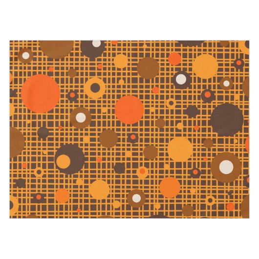 Moderne Retro Dots Muster braun orange Tischdecke (Vorderseite (Horizontal))