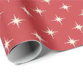 Moderne Retro Dunkle rote Atomstars des Mitteljahr Geschenkpapier (Rolleneckpunkt)
