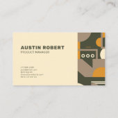 Moderne Retro Earth Tone Geometric Business Card Visitenkarte (Rückseite)