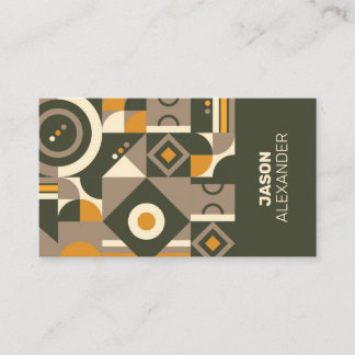 Moderne Retro Earth Tone Geometric Business Card Visitenkarte