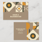 Moderne Retro Earth Tone Geometric Eid Mitteilungs Mitteilungskarte (Vorne/Hinten)