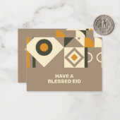 Moderne Retro Earth Tone Geometric Eid Mitteilungs Mitteilungskarte (Vorderseite/Rückseite Beispiel)