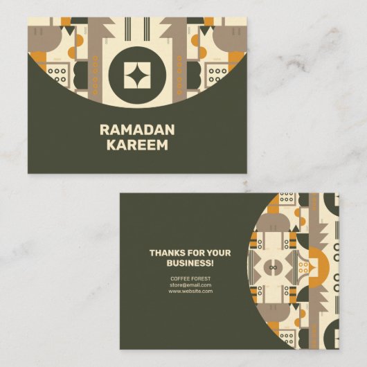 Moderne Retro Earth Tone Geometric Eid Mitteilungs Mitteilungskarte (Vorne/Hinten)
