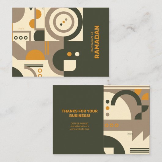 Moderne Retro Earth Tone Geometric Eid Mitteilungs Mitteilungskarte (Vorne/Hinten)