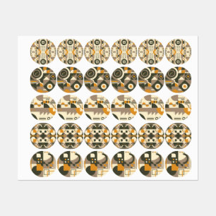 Moderne Retro Earth Tone Geometric Sticker