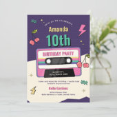 Moderne Retro-Einladung zum 10. Geburtstag Einladung (Stehend Vorderseite)