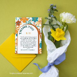 Moderne Retro Elegante Bright Bold Floral Wedding Dankeskarte