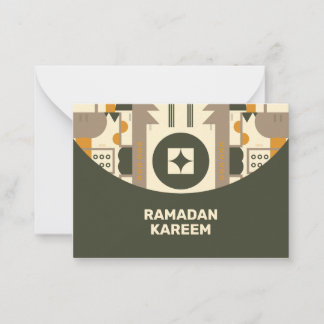 Moderne Retro-Erdfarbene Geometrische Eid-Notizkar Mitteilungskarte