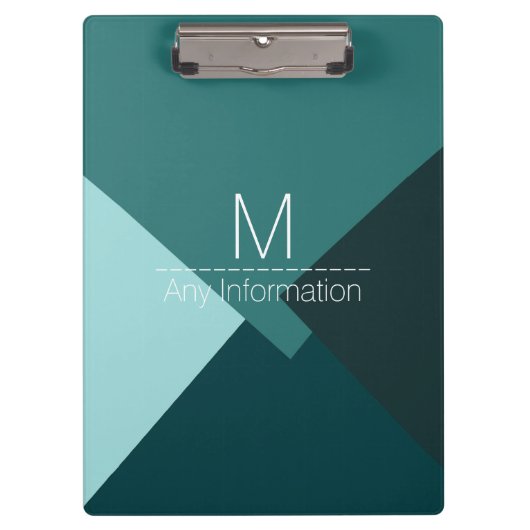 Moderne Retro-Farb-Geometrie-Muster-Monogramm #7 Klemmbrett (Vorderseite)