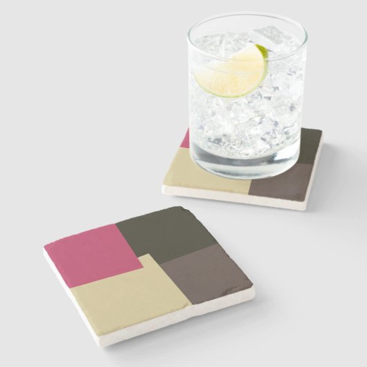 Moderne Retro-Farben Geometric #39 Steinuntersetzer (Seitenansicht)