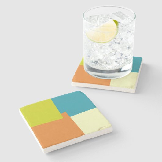 Moderne Retro-Farben Geometric #40 Steinuntersetzer (Seitenansicht)