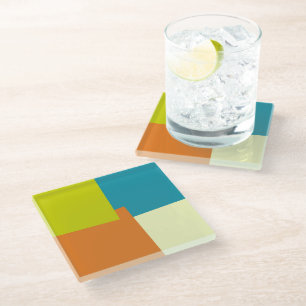 Moderne Retro-Farben Geometrisch #40 Glasuntersetzer