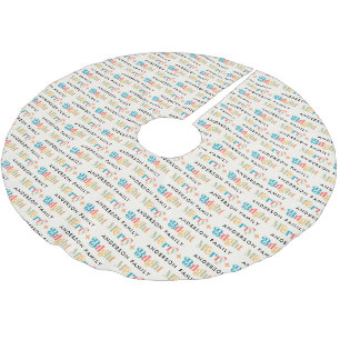 Moderne Retro-Farbenfrohe und helle Familie Polyester Weihnachtsbaumdecke