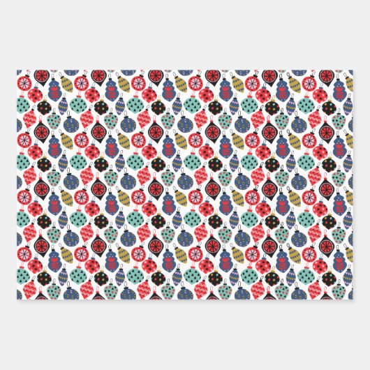 Moderne Retro-Farbgebung für Weihnachtsschmuck Geschenkpapier Set (Vorderseite 3)