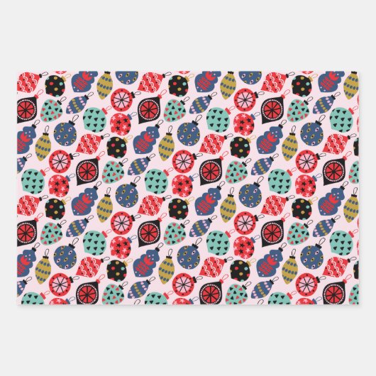 Moderne Retro-Farbgebung für Weihnachtsschmuck Geschenkpapier Set (Vorderseite 2)