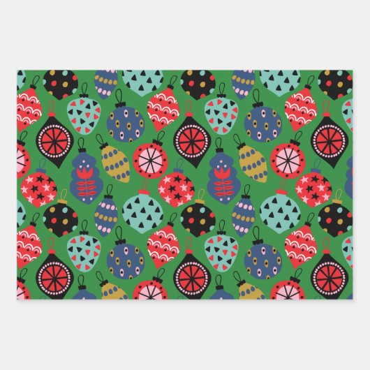 Moderne Retro-Farbgebung für Weihnachtsschmuck Geschenkpapier Set (Vorderseite)