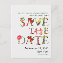 Moderne Retro-farbige Blume Save the Date Ankündigungspostkarte
