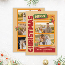 Moderne Retro-Feste Weihnachtsfamilienfotos