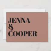 Moderne Retro Fett Typ Black & Wüste Rose Hochzeit Einladung (Vorderseite)