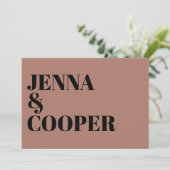 Moderne Retro Fett Typ Black & Wüste Rose Hochzeit Einladung (Stehend Vorderseite)