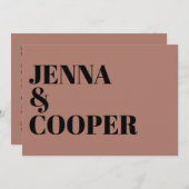 Moderne Retro Fett Typ Black & Wüste Rose Hochzeit Einladung (Vorne/Hinten)