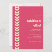 Moderne Retro Floral Pink Creme Hochzeit Einladung (Vorderseite)