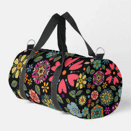Moderne Retro-Floral Zeichnend Nahtloses Muster Ku Duffle Bag