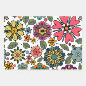 Moderne Retro-Floral Zeichnend Nahtloses Muster Ku Geschenkpapier Set (Vorderseite 2)