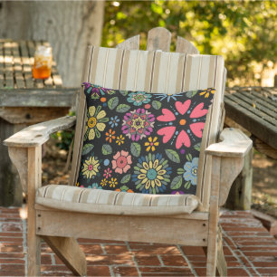 Moderne Retro-Floral Zeichnend Nahtloses Muster Ku Kissen